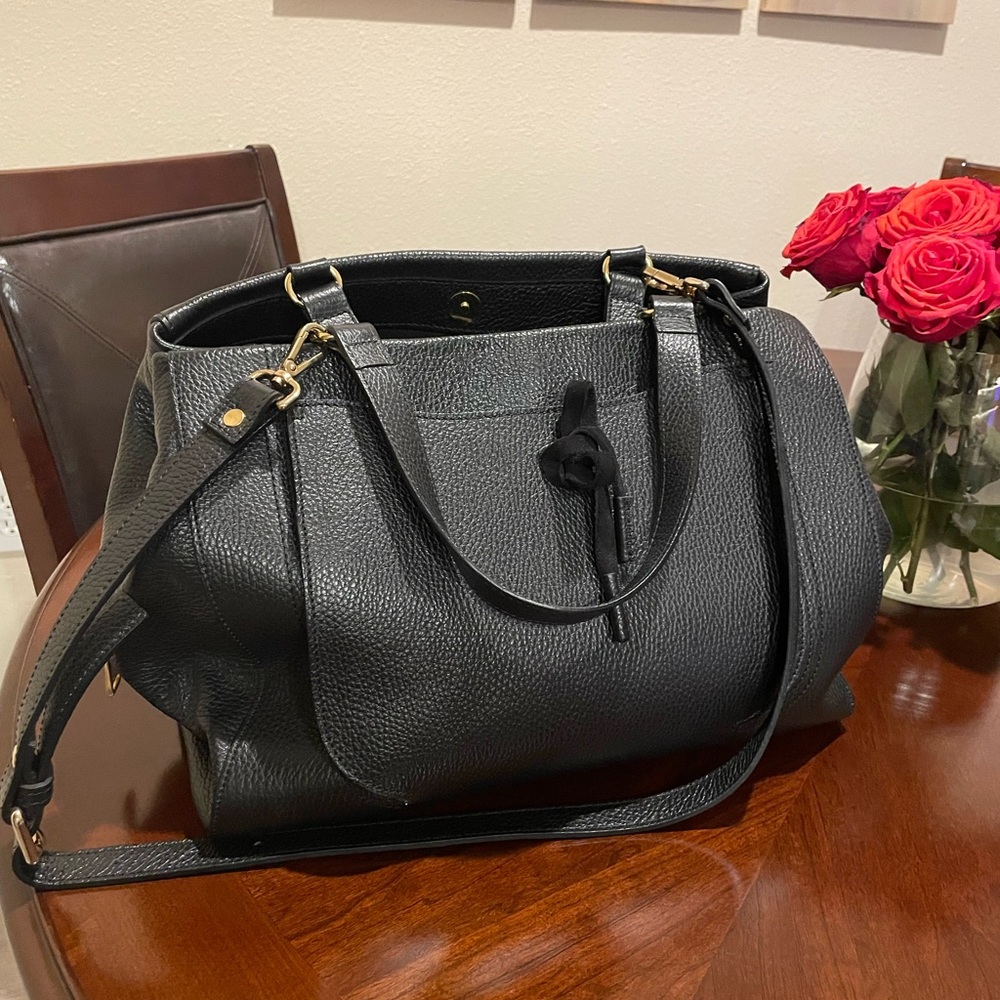 Large Used Genuine Leather Satchel with detachable crossbody strap